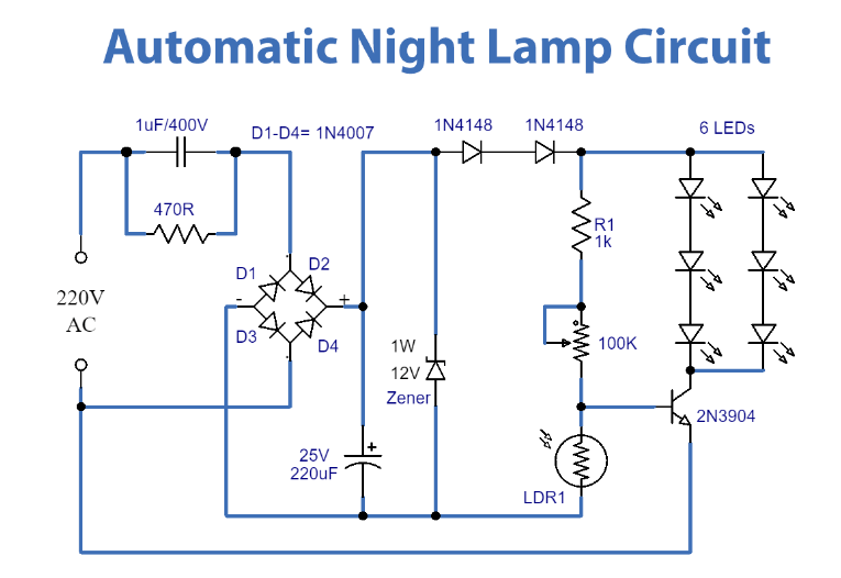 Automatic Night Lamp Circuit