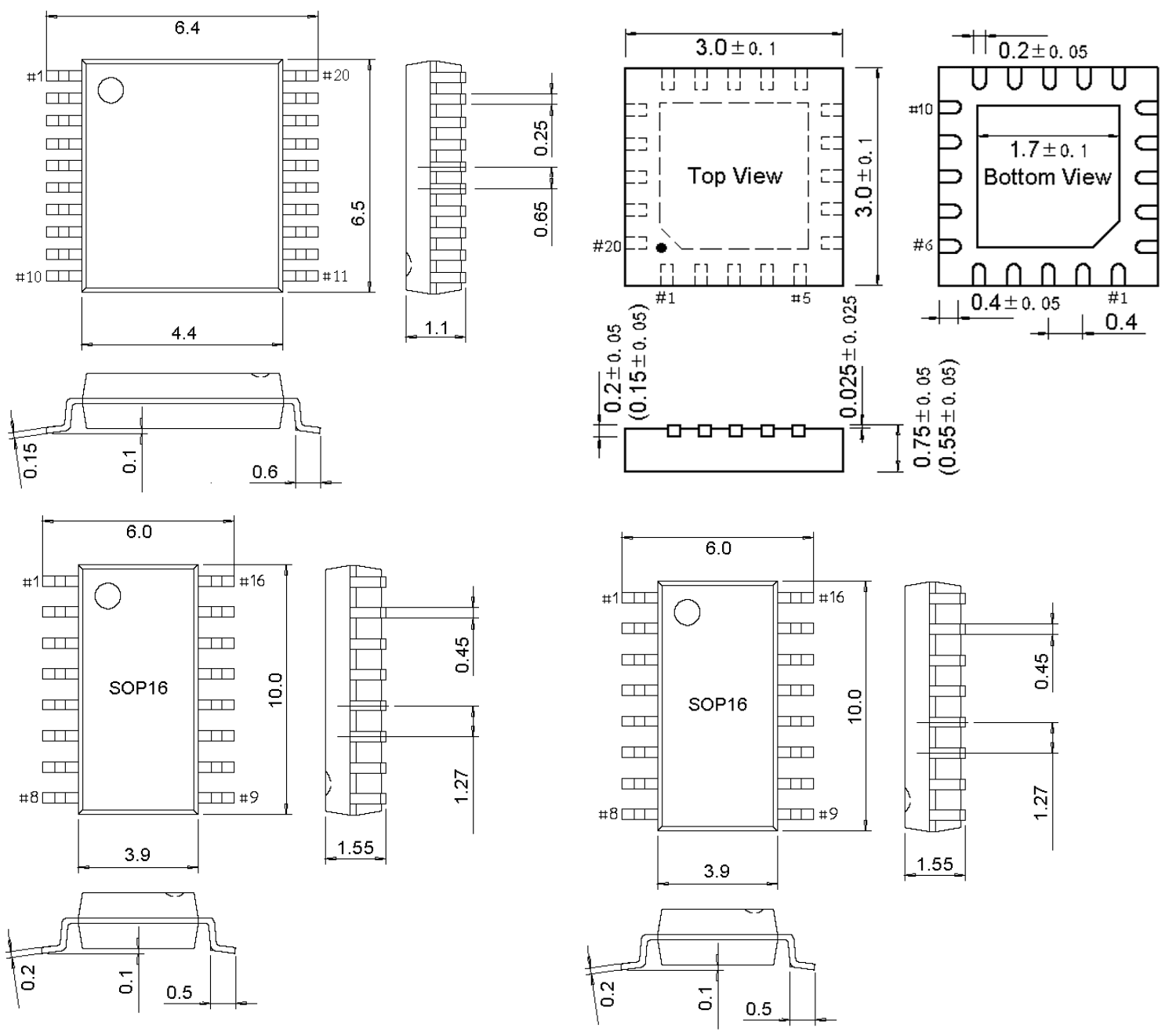 2D-Model and Dimensions of CH32V003