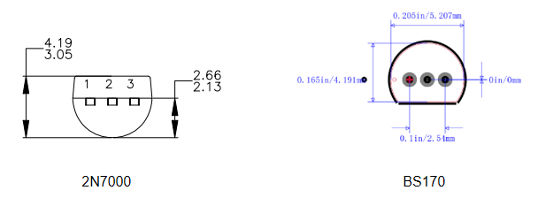 2N7000 vs BS170: Package