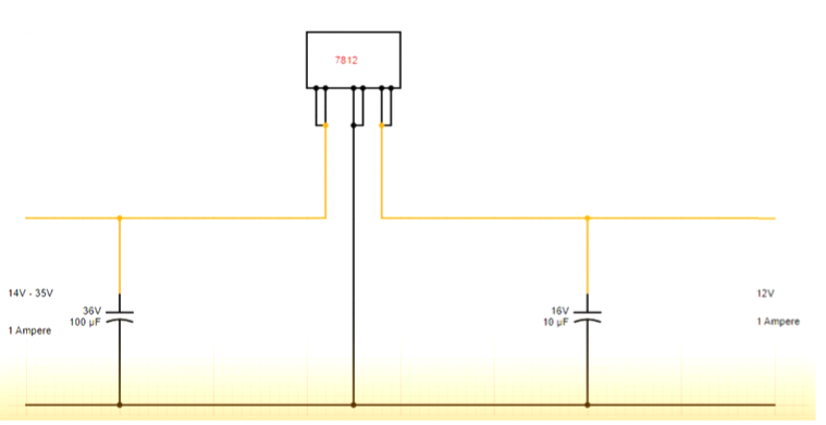 7812 IC voltage regulator circuit diagram