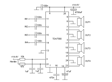  TDA7560 Car Amplifier Circuit